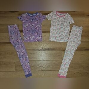 Members Mark Purple Butterfly & White Rainbow Pajama Set - 2 Pack Size 8